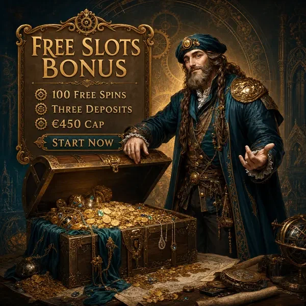 Inventor renacentista descubriendo tesoro de tiradas gratis en cámara de bienvenida VinciSpin Casino