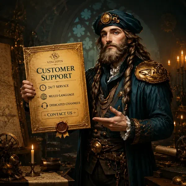 Maître de la Renaissance présentant un certificat de support client VinciSpin dans un atelier éclairé à la bougie